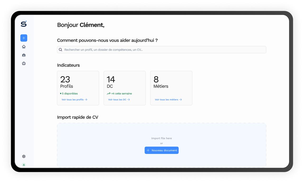 Interface Skilink - Plateforme d'automatisation de dossiers de compétences avec IA et matching automatique pour ESN et cabinets conseil